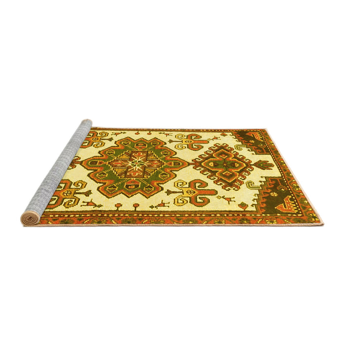 Sideview of Machine Washable Persian Yellow Traditional Rug, wshtr4372yw