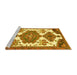 Sideview of Machine Washable Persian Yellow Traditional Rug, wshtr4372yw