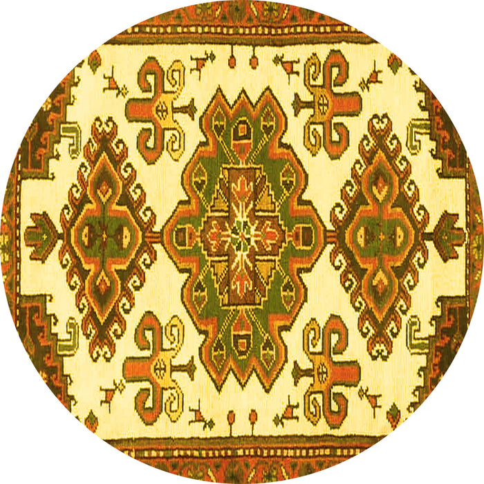 Round Persian Yellow Traditional Rug, tr4372yw