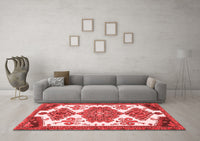 Machine Washable Persian Red Traditional Rug, wshtr4372red