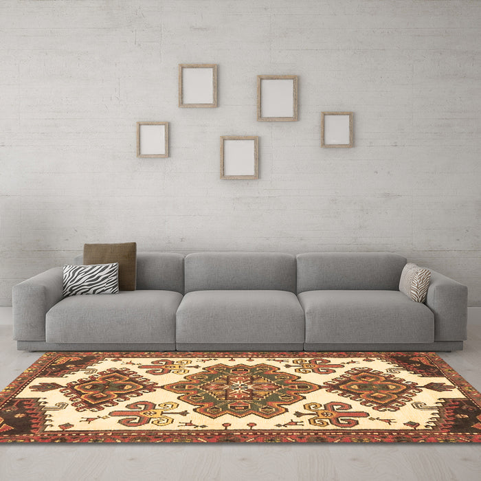 Machine Washable Persian Brown Traditional Rug in a Living Room,, wshtr4372brn