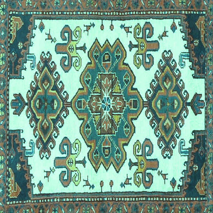 Square Machine Washable Persian Turquoise Traditional Area Rugs, wshtr4372turq