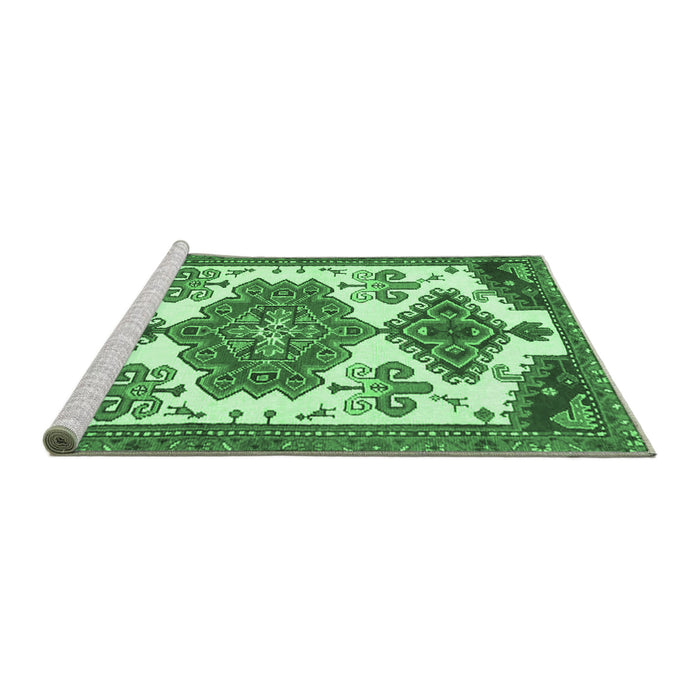 Sideview of Machine Washable Persian Emerald Green Traditional Area Rugs, wshtr4372emgrn