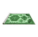 Sideview of Machine Washable Persian Emerald Green Traditional Area Rugs, wshtr4372emgrn