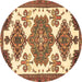 Round Persian Brown Traditional Rug, tr4372brn
