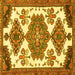 Square Machine Washable Persian Yellow Traditional Rug, wshtr4372yw