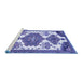 Sideview of Machine Washable Persian Blue Traditional Rug, wshtr4372blu