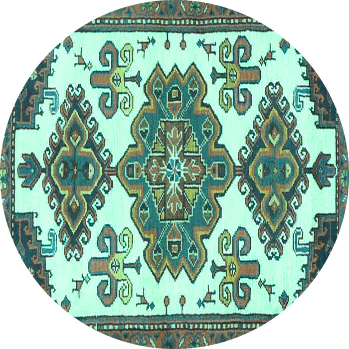 Round Persian Turquoise Traditional Rug, tr4372turq