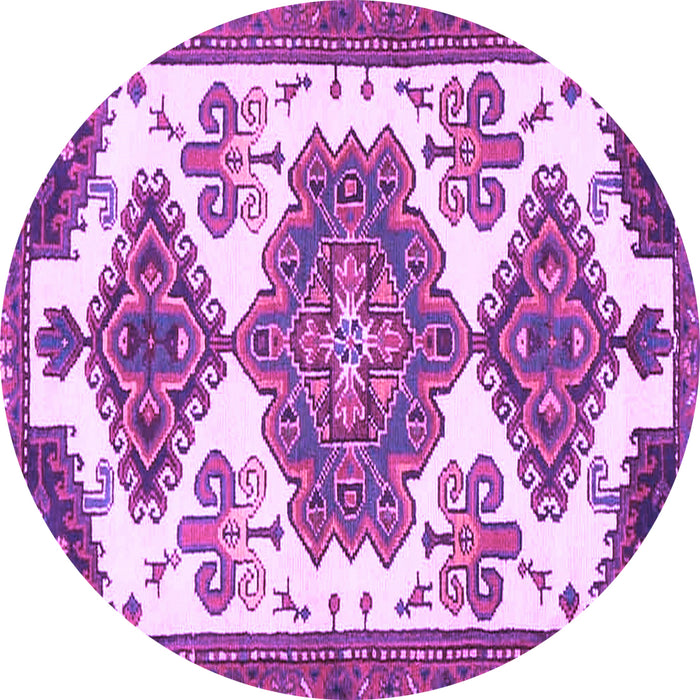 Round Machine Washable Persian Purple Traditional Area Rugs, wshtr4372pur