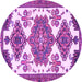 Round Machine Washable Persian Purple Traditional Area Rugs, wshtr4372pur