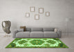 Machine Washable Persian Green Traditional Area Rugs in a Living Room,, wshtr4372grn