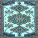 Square Machine Washable Persian Light Blue Traditional Rug, wshtr4372lblu