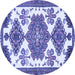 Round Persian Blue Traditional Rug, tr4372blu
