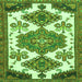 Round Machine Washable Persian Green Traditional Area Rugs, wshtr4372grn