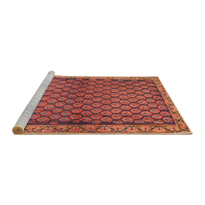 Sideview of Machine Washable Traditional Orange Rug, wshtr4373
