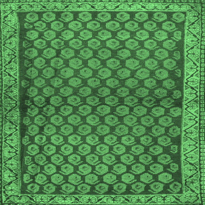 Square Machine Washable Persian Emerald Green Traditional Area Rugs, wshtr4373emgrn