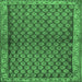 Square Machine Washable Persian Emerald Green Traditional Area Rugs, wshtr4373emgrn