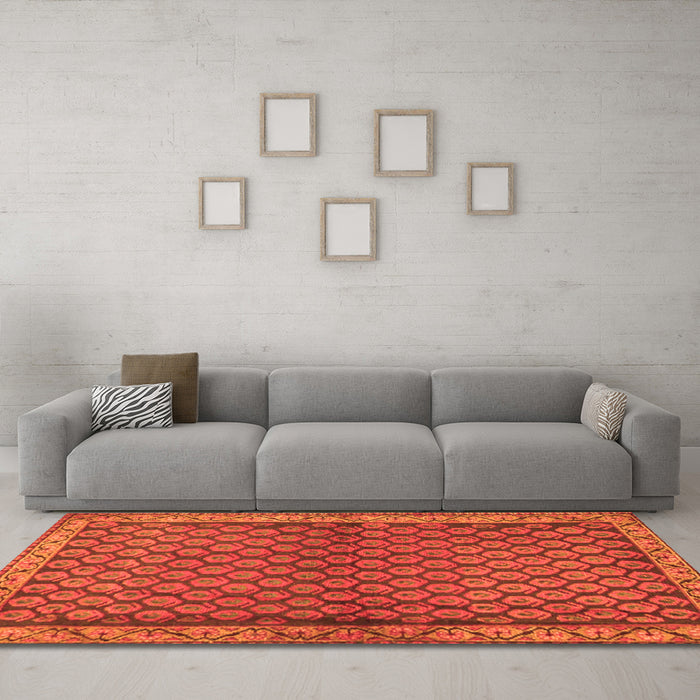 Machine Washable Persian Orange Traditional Area Rugs in a Living Room, wshtr4373org