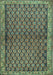 Machine Washable Persian Turquoise Traditional Area Rugs, wshtr4373turq