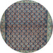 Round Machine Washable Persian Light Blue Traditional Rug, wshtr4373lblu