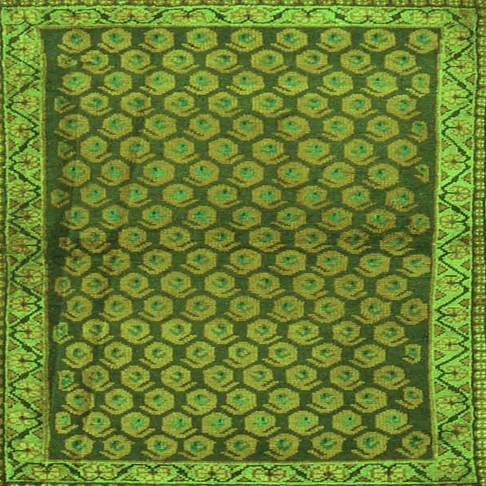 Round Machine Washable Persian Green Traditional Area Rugs, wshtr4373grn