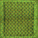 Round Machine Washable Persian Green Traditional Area Rugs, wshtr4373grn