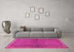Machine Washable Persian Pink Traditional Rug in a Living Room, wshtr4373pnk