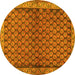 Round Persian Yellow Traditional Rug, tr4373yw