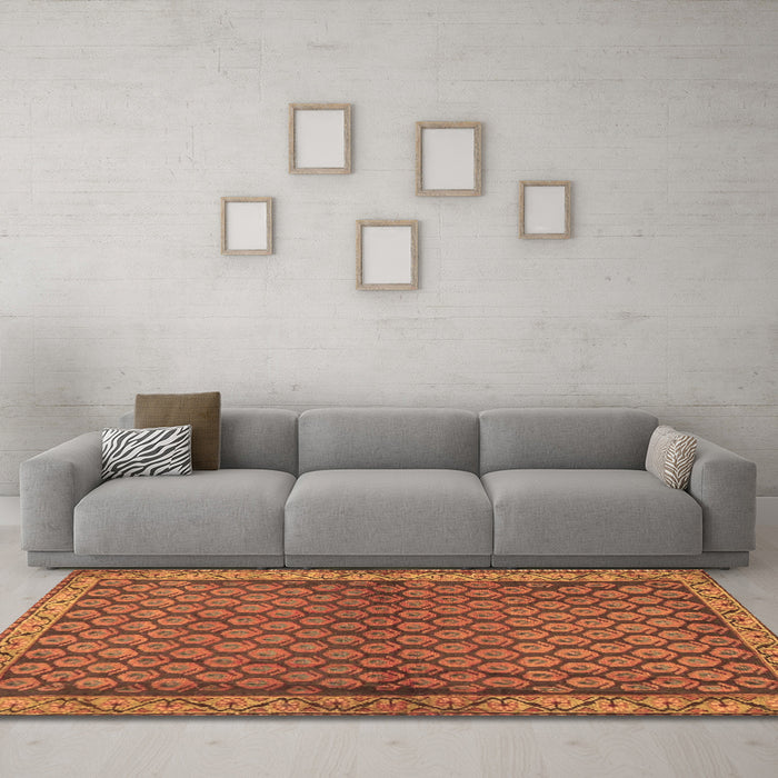 Machine Washable Persian Brown Traditional Rug in a Living Room,, wshtr4373brn