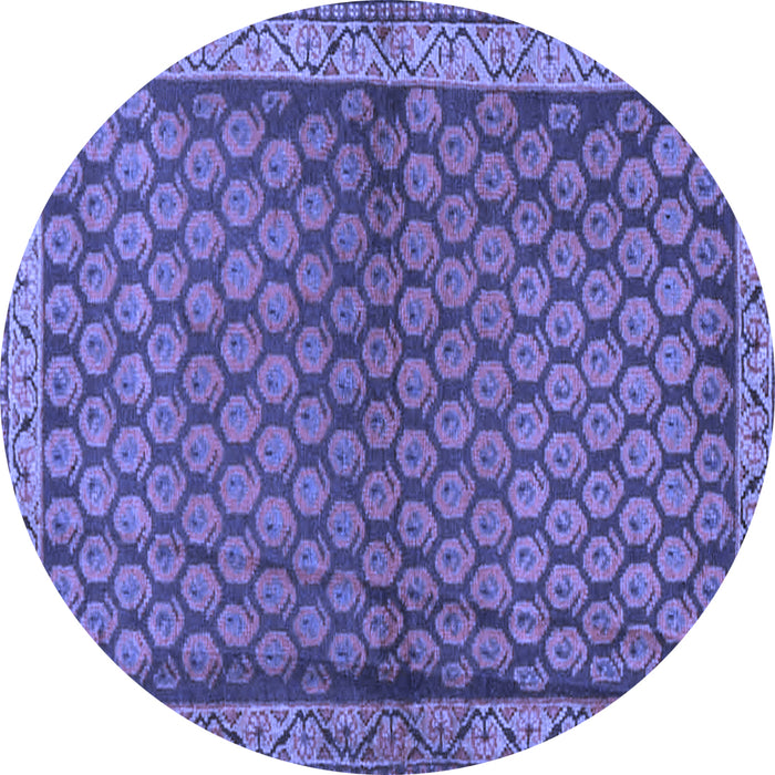Round Persian Blue Traditional Rug, tr4373blu