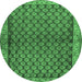 Round Machine Washable Persian Emerald Green Traditional Area Rugs, wshtr4373emgrn