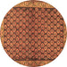 Round Persian Brown Traditional Rug, tr4373brn