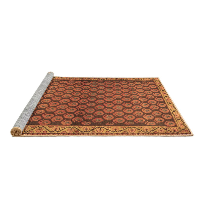 Sideview of Machine Washable Persian Brown Traditional Rug, wshtr4373brn