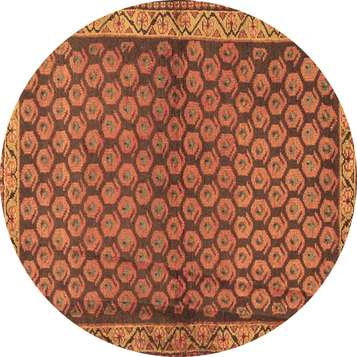 Round Machine Washable Persian Brown Traditional Rug, wshtr4373brn