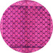 Round Machine Washable Persian Pink Traditional Rug, wshtr4373pnk