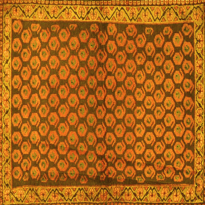 Square Machine Washable Persian Yellow Traditional Rug, wshtr4373yw