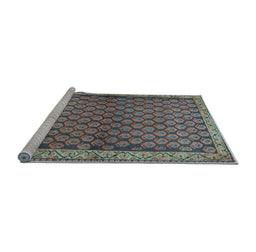 Sideview of Machine Washable Persian Light Blue Traditional Rug, wshtr4373lblu
