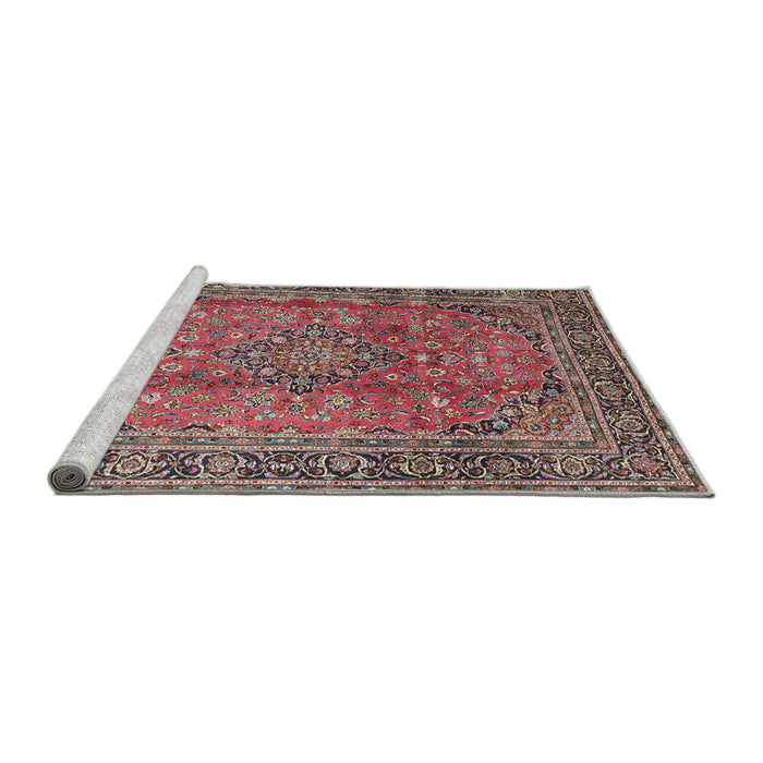 Sideview of Machine Washable Traditional Brown Red Rug, wshtr4374
