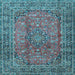 Square Machine Washable Persian Light Blue Traditional Rug, wshtr4374lblu