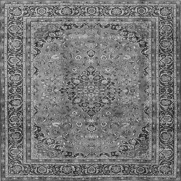 Round Machine Washable Persian Gray Traditional Rug, wshtr4374gry