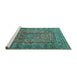 Sideview of Machine Washable Persian Turquoise Traditional Area Rugs, wshtr4374turq