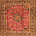 Round Machine Washable Persian Orange Traditional Area Rugs, wshtr4374org