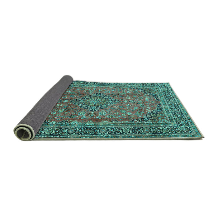 Sideview of Persian Turquoise Traditional Rug, tr4374turq