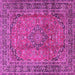 Square Machine Washable Persian Pink Traditional Rug, wshtr4374pnk