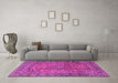 Machine Washable Persian Pink Traditional Rug in a Living Room, wshtr4374pnk