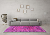 Machine Washable Persian Pink Traditional Rug, wshtr4374pnk