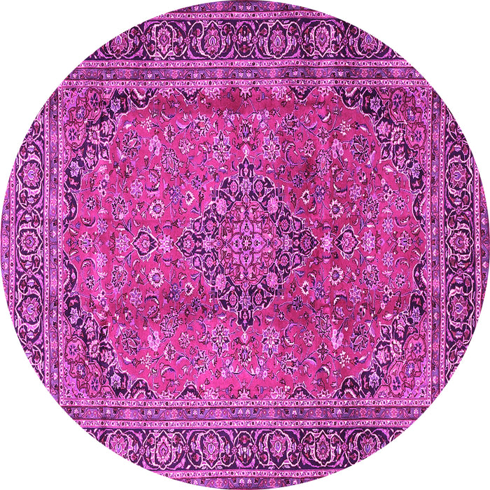 Round Machine Washable Persian Pink Traditional Rug, wshtr4374pnk