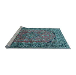 Sideview of Machine Washable Persian Light Blue Traditional Rug, wshtr4374lblu