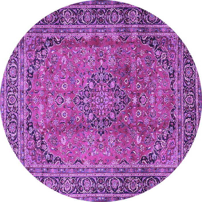 Round Machine Washable Persian Purple Traditional Area Rugs, wshtr4374pur