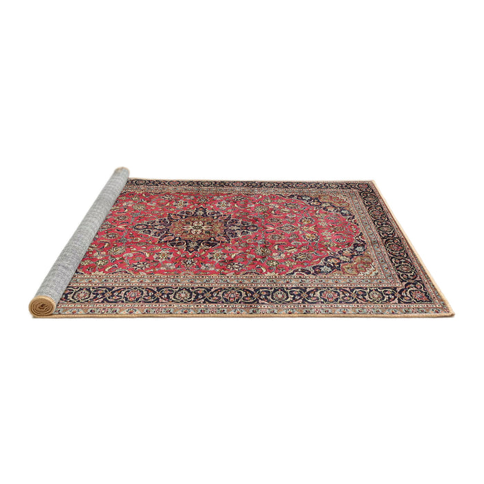 Sideview of Machine Washable Traditional Brown Red Rug, wshtr4375